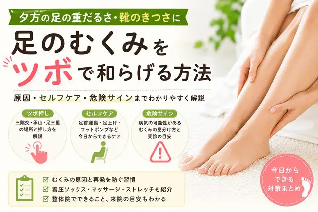 足のむくみをツボで和らげる方法｜原因と危険サインもわかりやすく解説